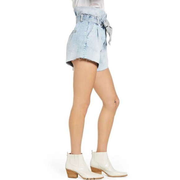 BLANKNYC Paperbag Jean Shorts in Caribbean Blue - Picture 3 of 12